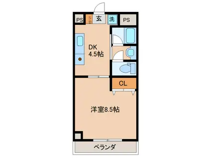 阿賀イレブンハイツ(1DK/2階)の間取り写真