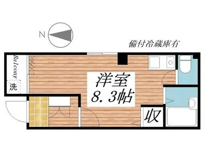 コーポWING(ワンルーム/2階)の間取り写真