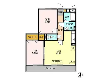 グレースヒルズ II(2LDK/2階)の間取り写真