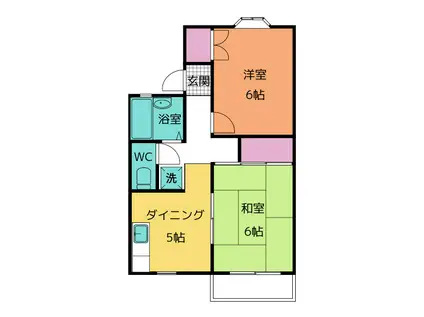 アーバンハイツ B棟(2DK/1階)の間取り写真