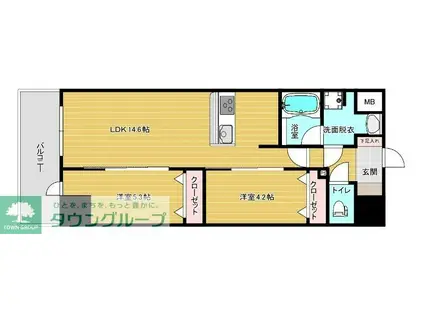 リファレンスリバービュー室見(2LDK/6階)の間取り写真