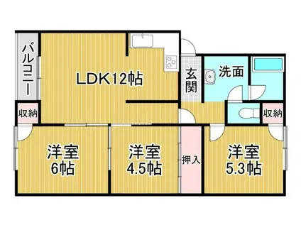 ロイヤルハイツ(3LDK/2階)の間取り写真
