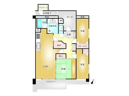 T-ONEMIYAHARA イースト A(3SLDK/2階)の間取り写真