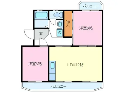 カターラ三清(2LDK/1階)の間取り写真