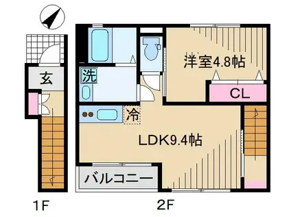 IVY FIELD I (1LDK/2階)の間取り写真