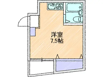 浜町コーポ(ワンルーム/2階)の間取り写真