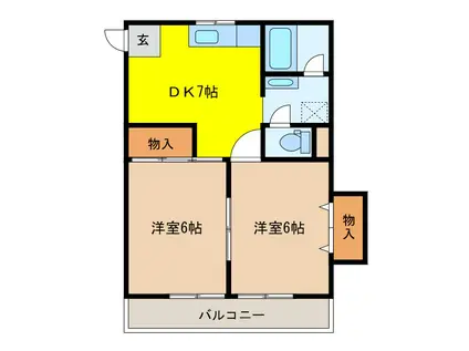 シャトー田崎PARTⅡ(2DK/2階)の間取り写真