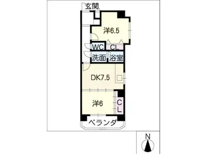 ベルウッド名駅(2DK/2階)の間取り写真