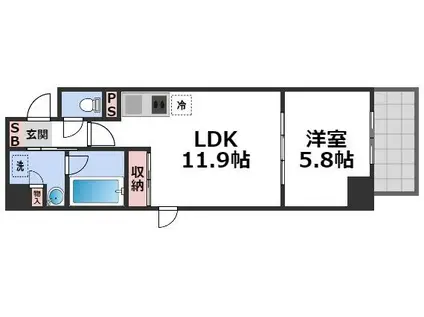 RESIDENCE TRESOR DIEU(1LDK/6階)の間取り写真