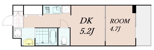 ファステート京都西KIWAMI(1DK/2階)の間取り写真