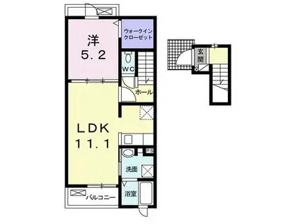 レジデンス祝吉 I(1LDK/2階)の間取り写真