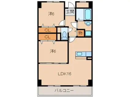 ル・シェル(2LDK/4階)の間取り写真