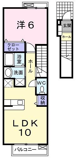 セイバリーⅠ(1LDK/2階)の間取り写真