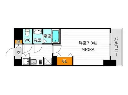 レジュールアッシュ天王寺(1K/4階)の間取り写真