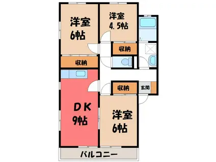 ネオエスティーケーA(3DK/2階)の間取り写真