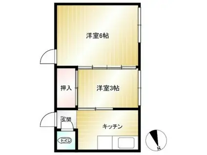 嶋田荘(2K/2階)の間取り写真