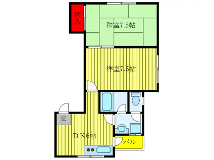 アパートメント O・LAND(2DK/3階)の間取り写真