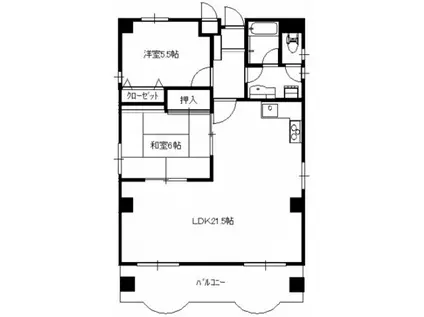 ロッコーマンション駅前通(2LDK/6階)の間取り写真