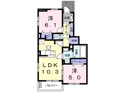 ドルチェ ルーチェ V(2LDK/1階)の間取り写真