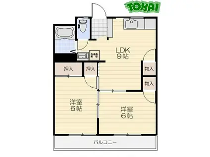 泉ハイツ久保 A棟(2LDK/1階)の間取り写真