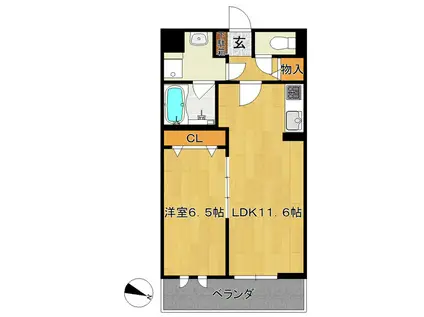 カーサフェリーチェ共和(1LDK/2階)の間取り写真
