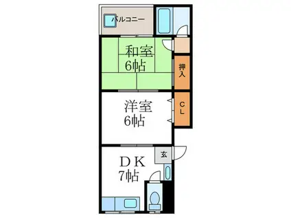 鎌田マンション(2DK/3階)の間取り写真
