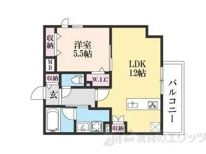 ザ・テラス吹田SW(1LDK/1階)の間取り写真