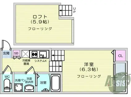 ハーモニーテラス南小泉Ⅲ(1K/1階)の間取り写真