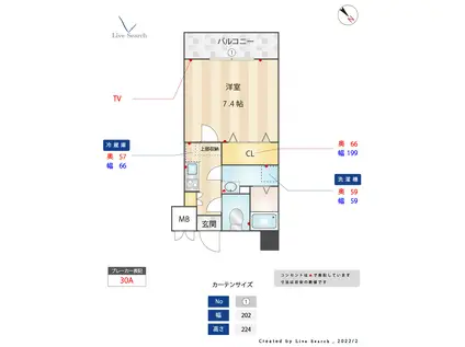 クレスティアステージア天神(1K/8階)の間取り写真