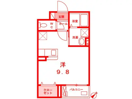 カーサ・デ・コンフォルト(ワンルーム/3階)の間取り写真