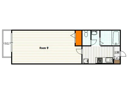 グランシードとよ(1K/1階)の間取り写真