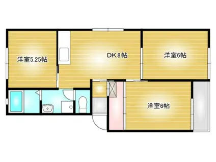 K´Sハウス B棟(3DK/2階)の間取り写真