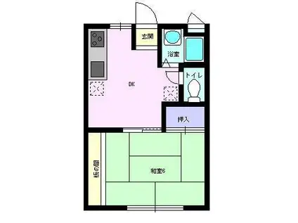 コーポ創(1DK/2階)の間取り写真