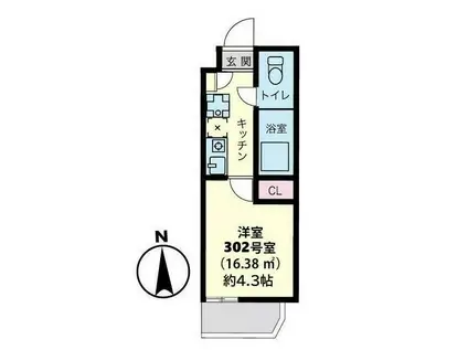 スマートVILLA戸越(1K/3階)の間取り写真