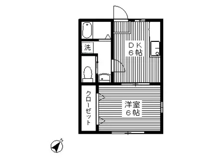 ハイツ青木(1K/1階)の間取り写真