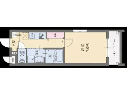 LIFEFIELD諸岡(1K/3階)の間取り写真