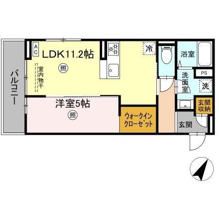 PREMILIFE下郡東(1LDK/3階)の間取り写真