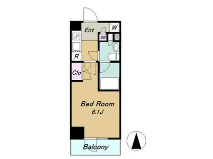 パークキューブ大井町レジデンス(1K/9階)の間取り写真