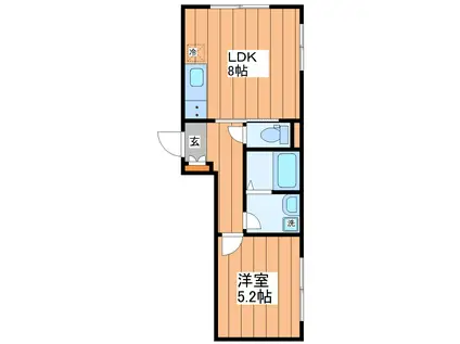 BAU宮町2号棟(1LDK/1階)の間取り写真