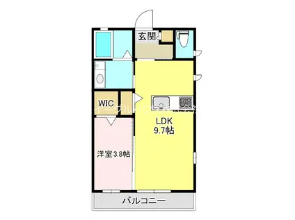 カーサ弥生が丘(1LDK/1階)の間取り写真