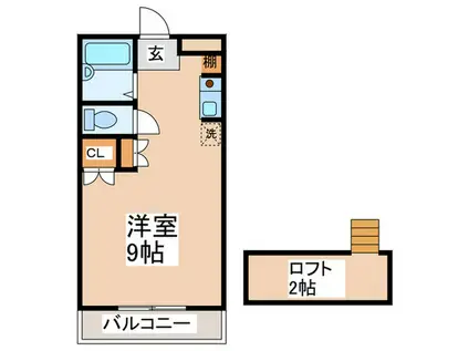 ルート基山B棟II(ワンルーム/1階)の間取り写真