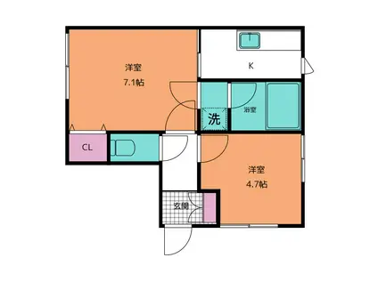 リバティーYS(2K/1階)の間取り写真