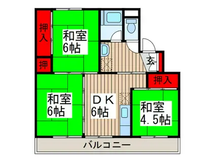 ビレッジハウス上尾向原4号棟(3DK/5階)の間取り写真