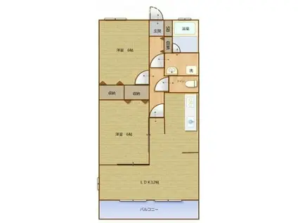TEORIA(2LDK/2階)の間取り写真