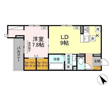 CRADLE(1LDK/2階)の間取り写真