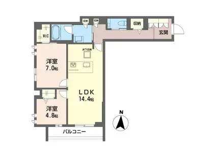 カンパヴィラ新蒲田(2LDK/1階)の間取り写真