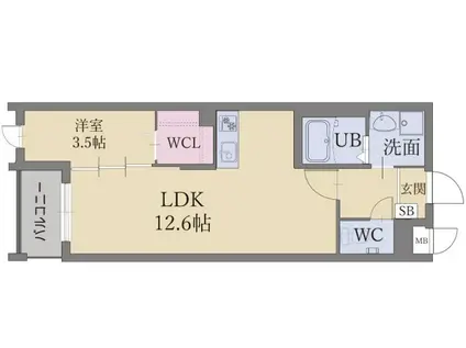 LIFEFIELD久留米(1LDK/4階)の間取り写真