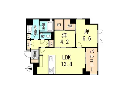 シャーメゾンステージ香櫨園(2LDK/2階)の間取り写真