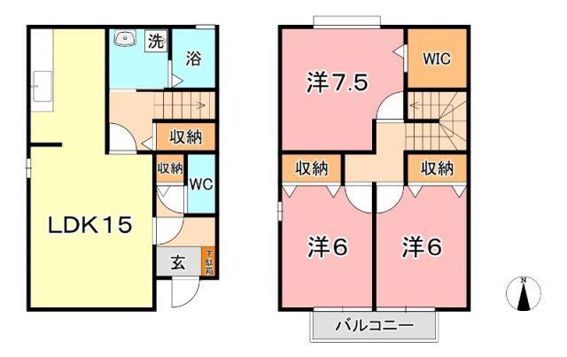 クオーレ D(3LDK/1階)の間取り写真