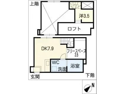 HARMONIOUS TERRACE(1DK/1階)の間取り写真